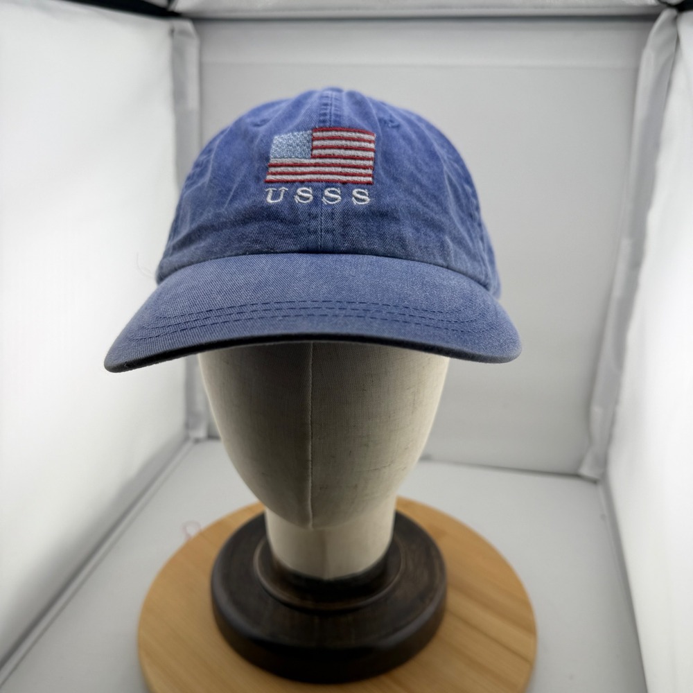 Adams USSS Secret Service American Flag Blue Cotton Dad Hat Leather Strap Cap
